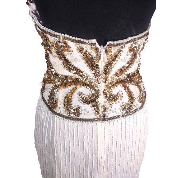 NWT Vintage Cache Silk Beaded Old Hollywood Glam Flapper Mini Halter Dress 6 - Picture 6 of 8